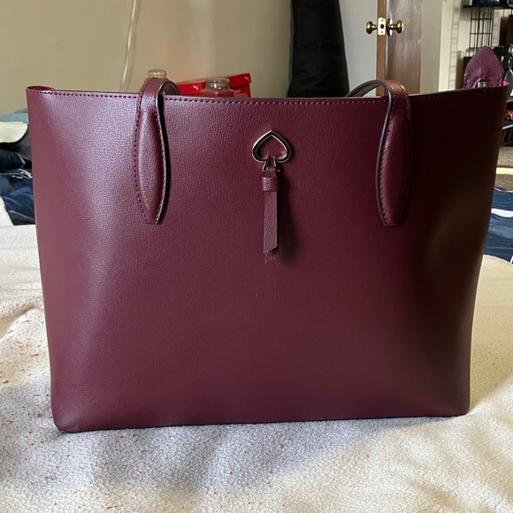 kate spade Handbags - Large Kate Spade Deep Burgundy Tote with Pink Accents. New!